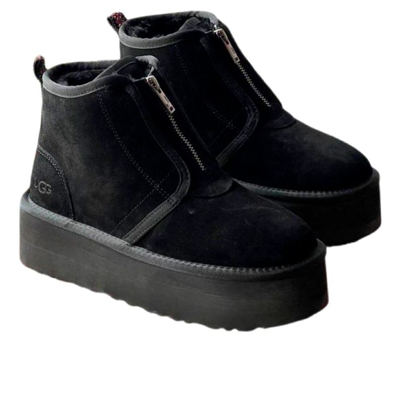 UGG Neumel Platform Zip Slipper Black