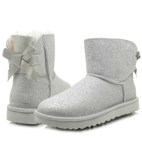 UGG Mini Bailey Bow Sparkle Boot Silver