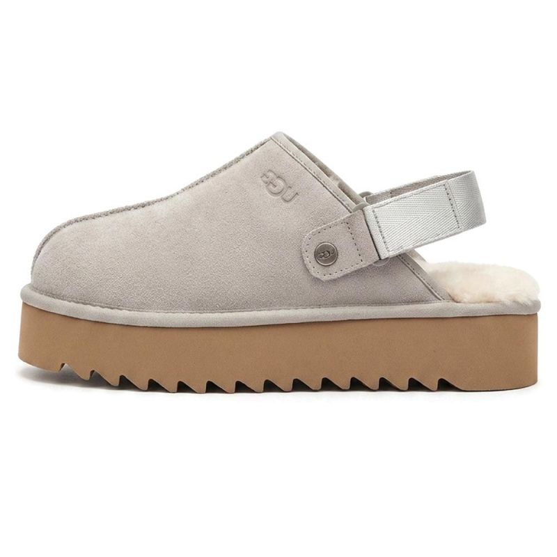 UGG Lanah Clog Black Platform Brown Grey