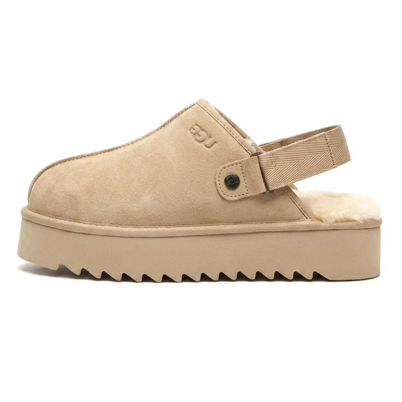 UGG Lanah Clog Black Platform Brown Beige